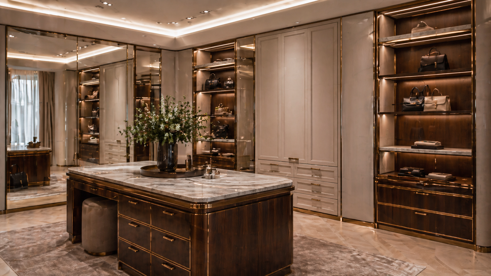 Luxury dressing room with bespoke cabinetry